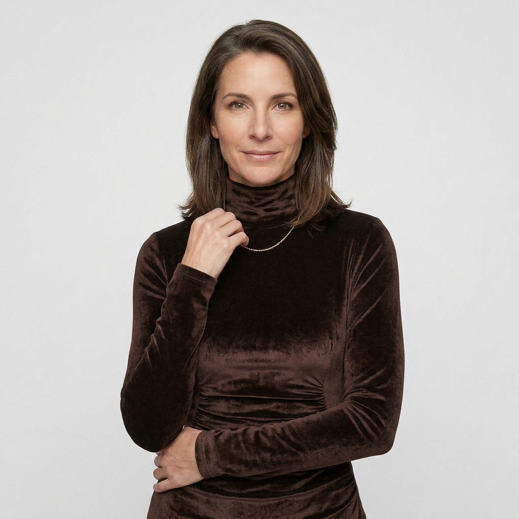 EB MARIET™ | VESTIDO DE TERCIOPELO CON CUELLO ALTO Y BAJO DE ENCAJE