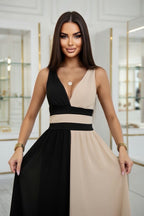 EB Vestido Elegante Valentina – Corte Bicolor Escote V