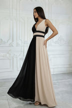 EB Vestido Elegante Valentina – Corte Bicolor Escote V