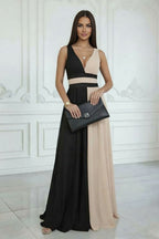 EB Vestido Elegante Valentina – Corte Bicolor Escote V