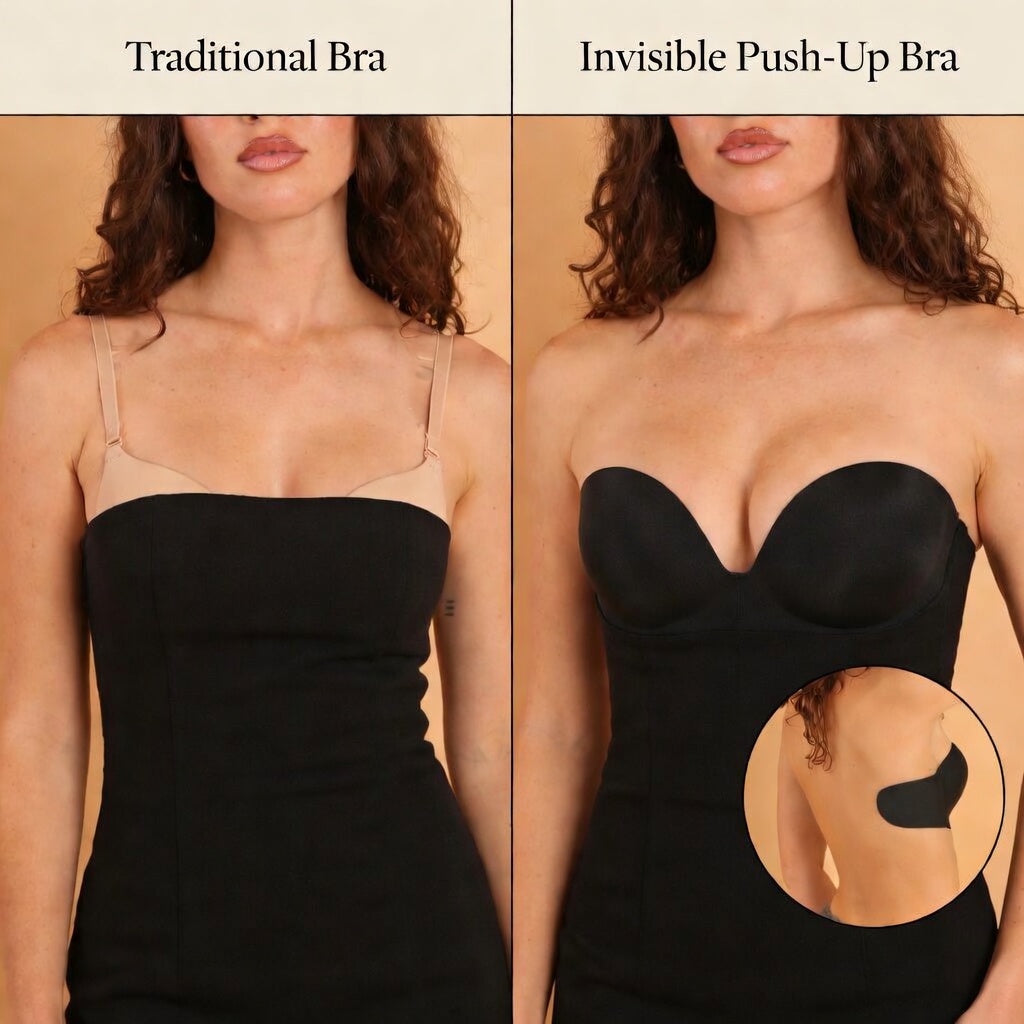 EB Sujetador Adhesivo Push-Up Invisible – Escote Perfecto Sin Tirantes ni Espalda