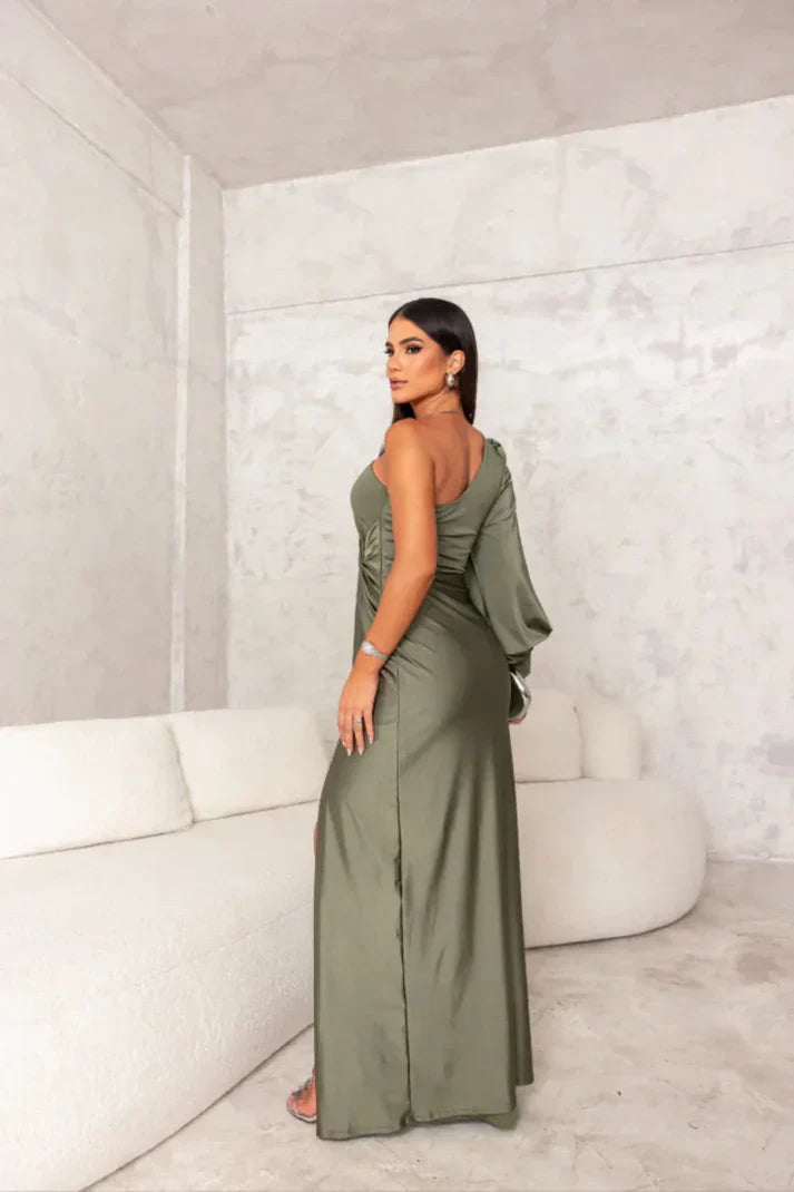 EB CAMILA™ | VESTIDO SATINADO DE UNA MANGA