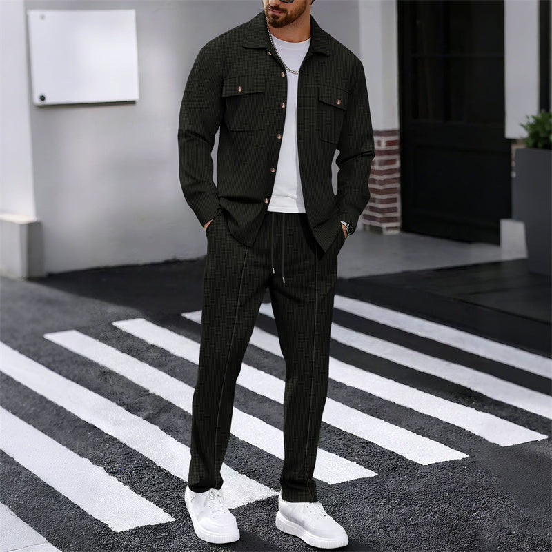 EB Conjunto Premium de Chaqueta y Pantalón de Cuadros para Hombre – Diseño Elegante con Botonadura Moderna