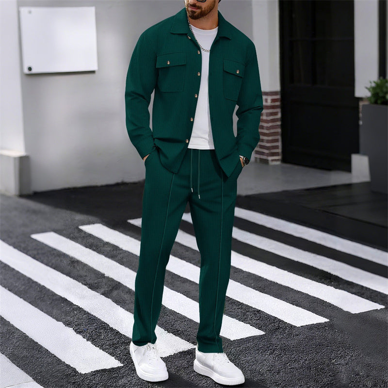 Conjunto Premium de Chaqueta y Pantalón de Cuadros para Hombre – Diseño Elegante con Botonadura Moderna