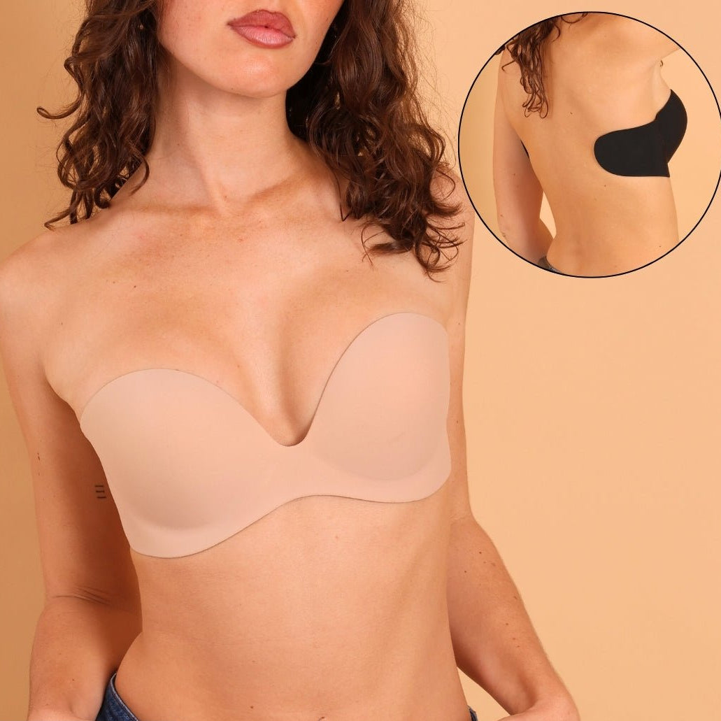 EB Sujetador Adhesivo Push-Up Invisible – Escote Perfecto Sin Tirantes ni Espalda