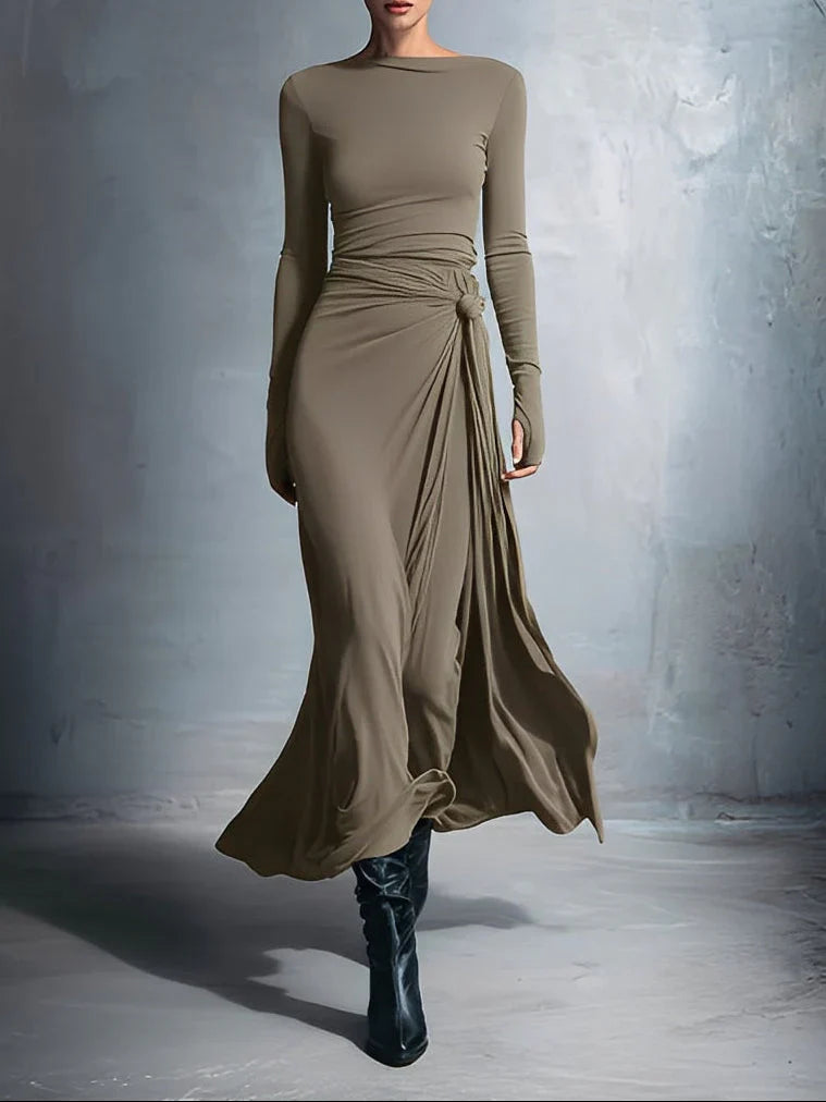 EB VITTORIA™ | VESTIDO LARGO CON LAZO LATERAL